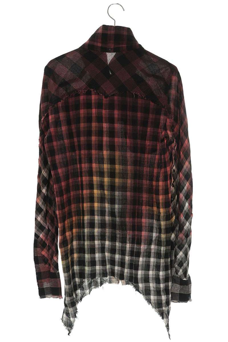 L.G.B. Cut-Off Gradient Check Linen Blend Long Sleeve Shirt Size S