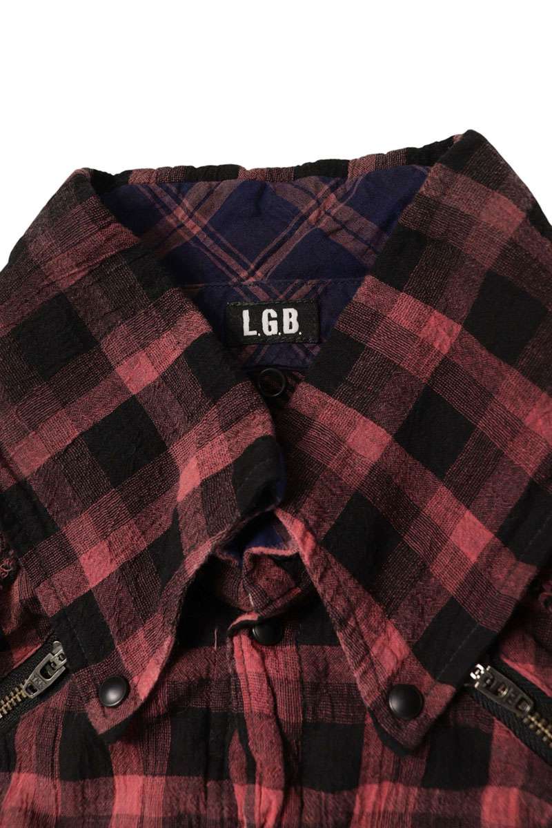 L.G.B. Cut-Off Gradient Check Linen Blend Long Sleeve Shirt Size S