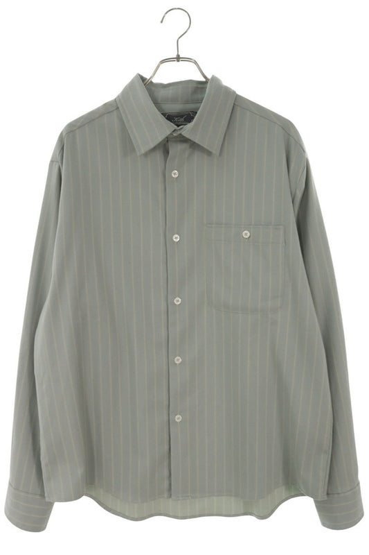 KITH Wool Blend Stripe Long Sleeve Shirt Light Green Size L