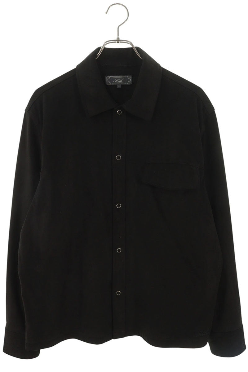 KITH Faux Suede Long Sleeve Shirt Black Size S
