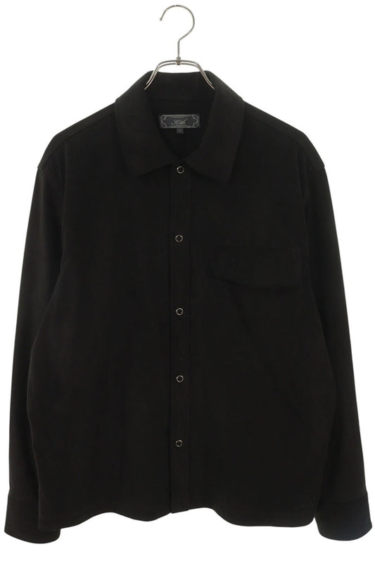 KITH Faux Suede Long Sleeve Shirt Black Size S