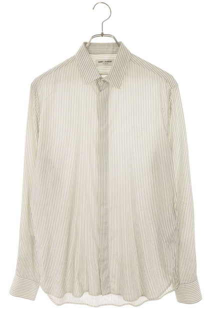 SAINT LAURENT PARIS Pinstripe Silk Long Sleeve Shirt Multi Size XL