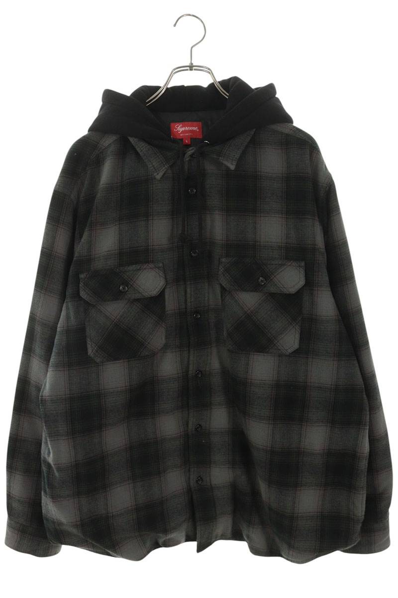 SUPREME 21AW Hooded Flannel Zip Up Shirt Multi Size L