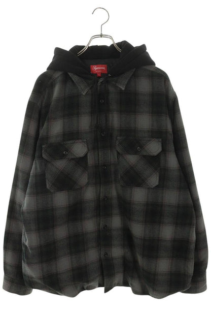 SUPREME 21AW Hooded Flannel Zip Up Shirt Multi Size L
