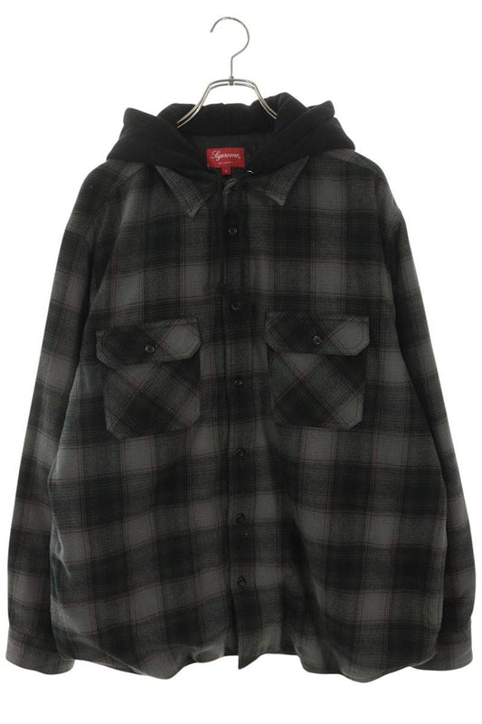 SUPREME 21AW Hooded Flannel Zip Up Shirt Multi Size L