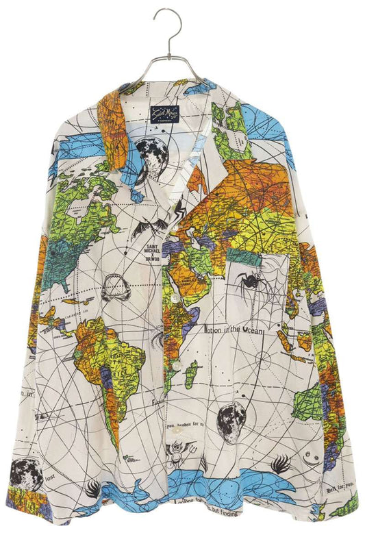 SAINT MICHAEL 23SS World Map Pajama Long Sleeve Shirt Multi Size XL