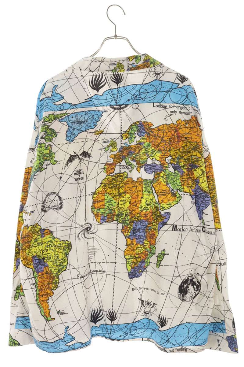 SAINT MICHAEL 23SS World Map Pajama Long Sleeve Shirt Multi Size XL