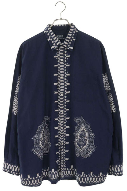 Polo Ralph Lauren Cotton Paisley Long Sleeve Shirt Navy Size L