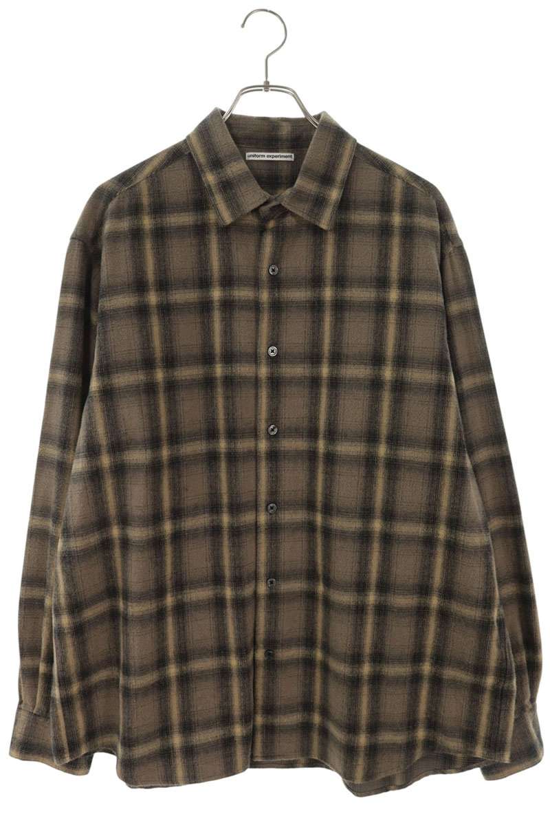 uniform experiment 25AW Brushed Check Long Sleeve Shirt Brown Size M