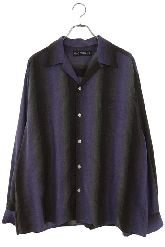 WACKO MARIA Ombre Stripe OC Rayon Shirt Purple Size XL