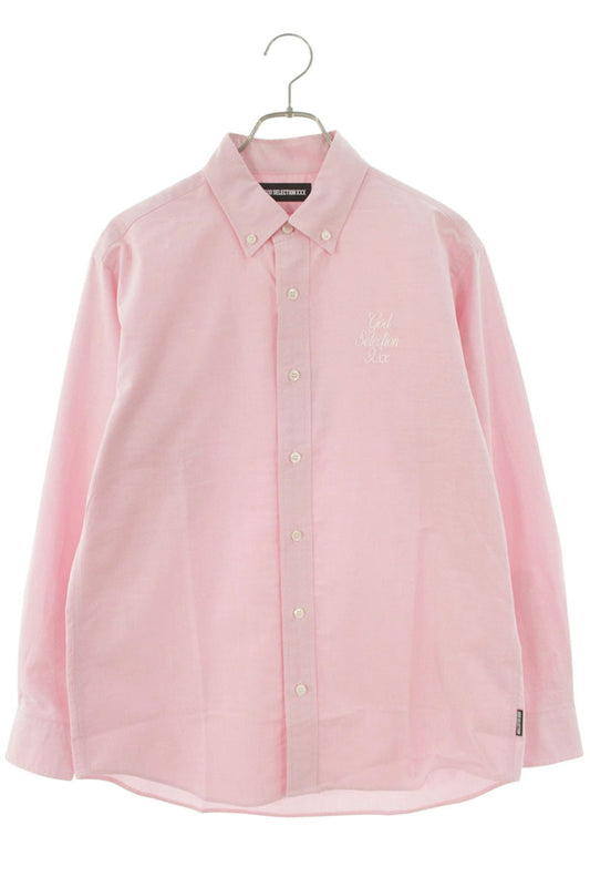 GOD SELECTION XXX Pink Logo Oxford Long Sleeve Shirt Size XL