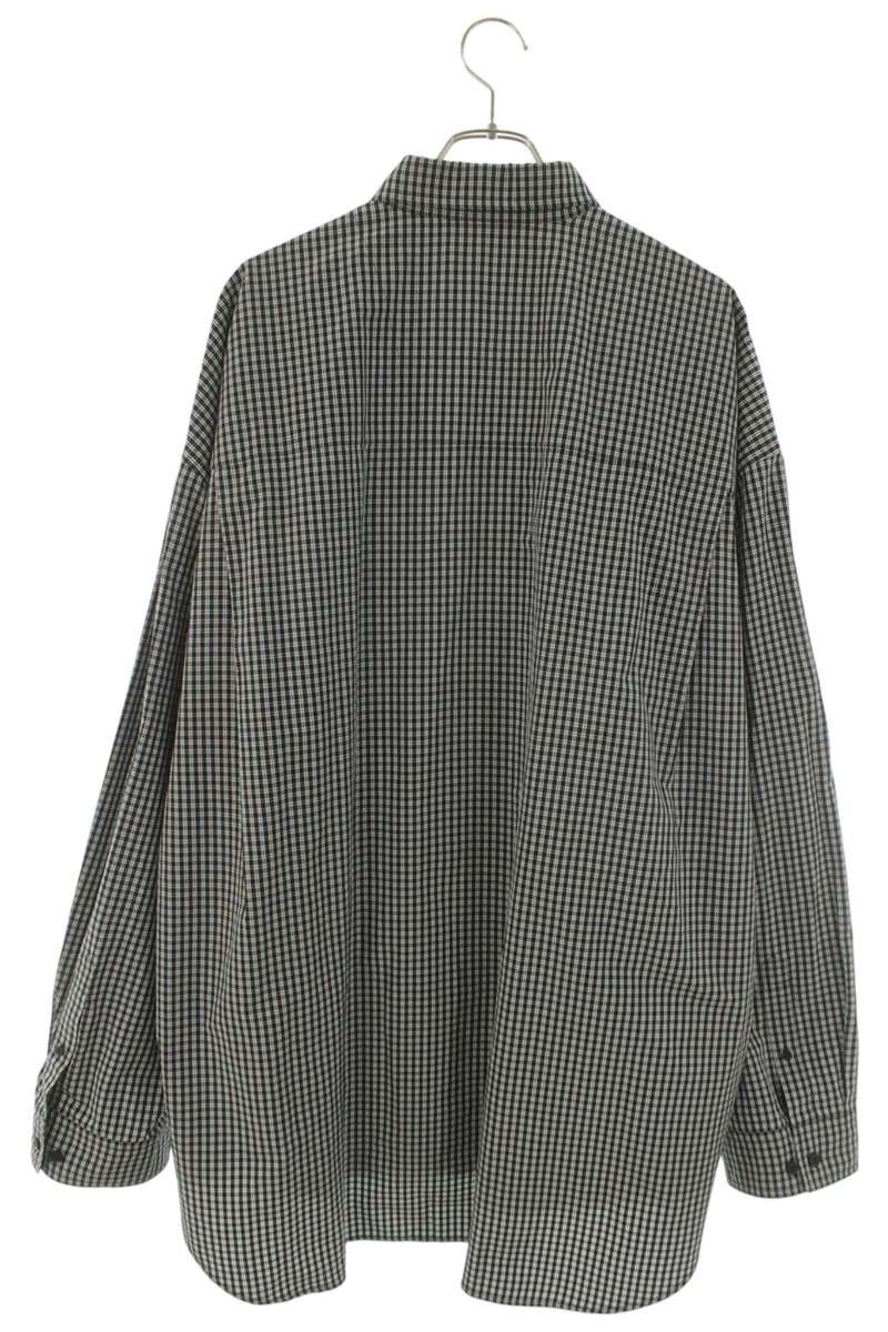 BALENCIAGA Sporty B Check Oversized Long Sleeve Shirt Black Size L