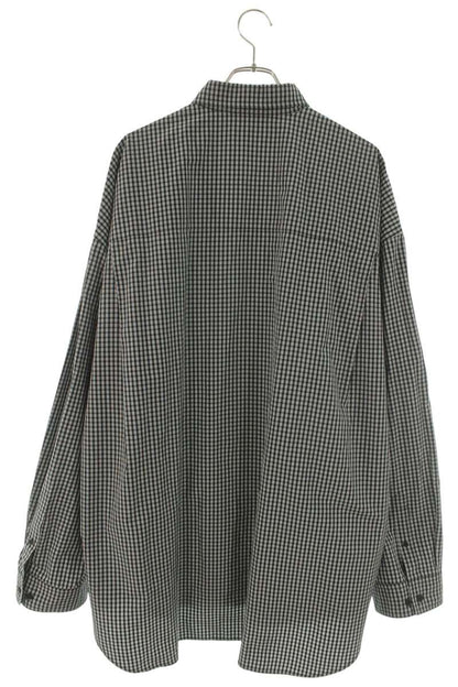 BALENCIAGA Sporty B Check Oversized Long Sleeve Shirt Black Size L