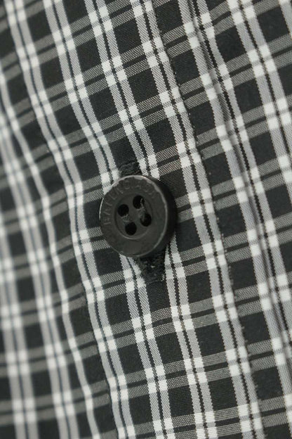 BALENCIAGA Sporty B Check Oversized Long Sleeve Shirt Black Size L