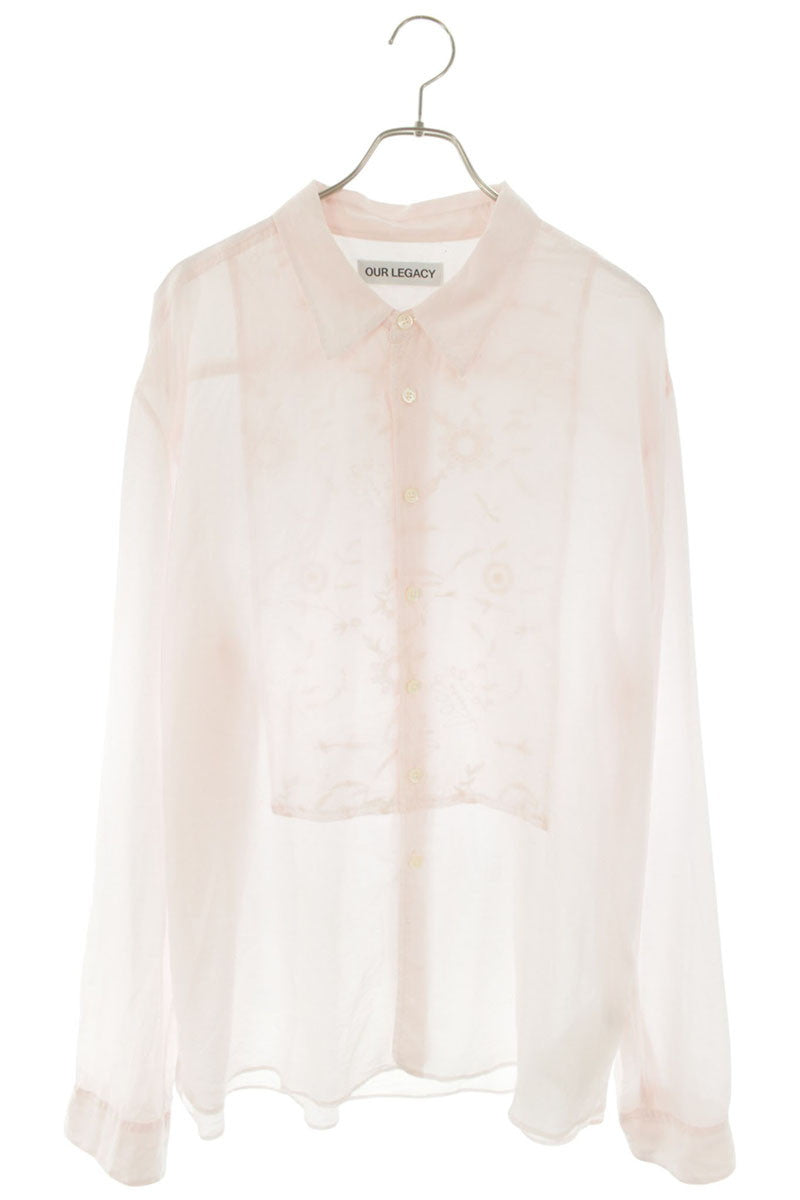 OUR LEGACY Pink Cotton Silk Long Sleeve Shirt Size XXL