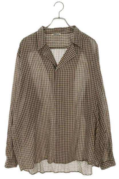 AURALEE 25SS Cotton Check Pullover Shirt Brown Size XXL