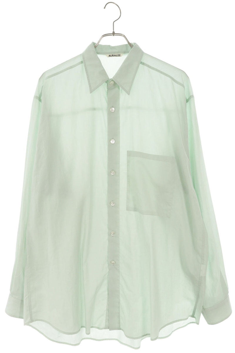 AURALEE 26SS Cotton Long Sleeve Shirt Light Green Size XXL