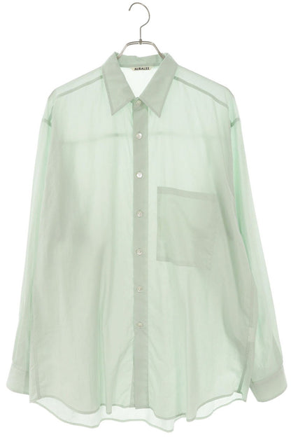 AURALEE 26SS Cotton Long Sleeve Shirt Light Green Size XXL