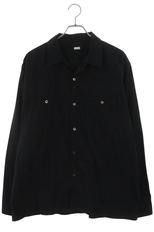 SEQUEL Open Collar Cotton Long Sleeve Shirt Black Size L