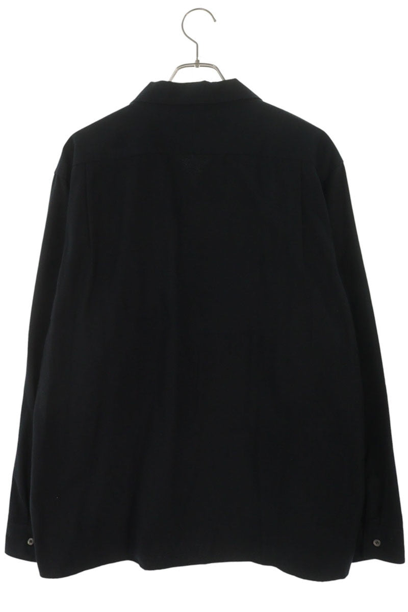 SEQUEL Open Collar Cotton Long Sleeve Shirt Black Size L