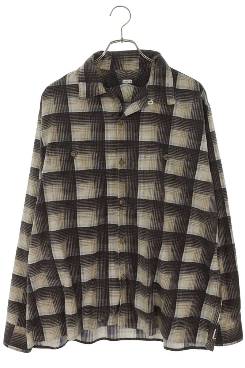 SEQUEL 25AW Logo Print Check Long Sleeve Shirt Charcoal Gray Size L