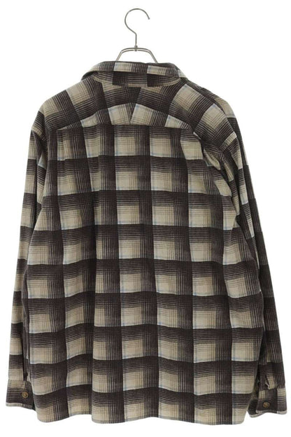 SEQUEL 25AW Logo Print Check Long Sleeve Shirt Charcoal Gray Size L