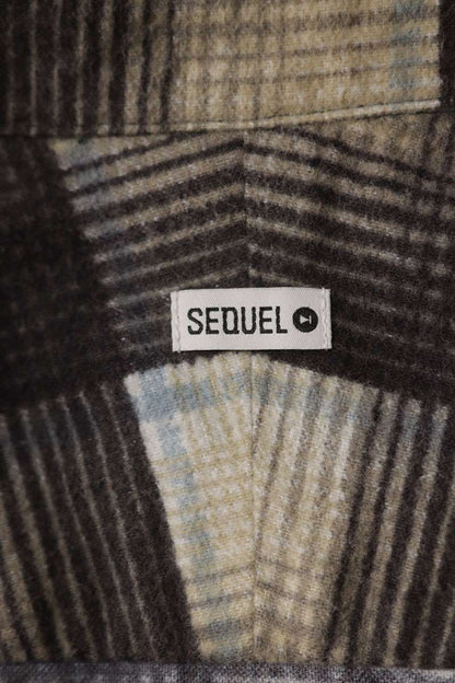 SEQUEL 25AW Logo Print Check Long Sleeve Shirt Charcoal Gray Size L