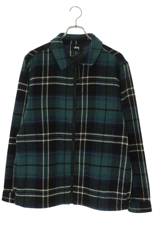 STUSSY HEAVY WOOLPLAID Long Sleeve SHIRT Green Size M