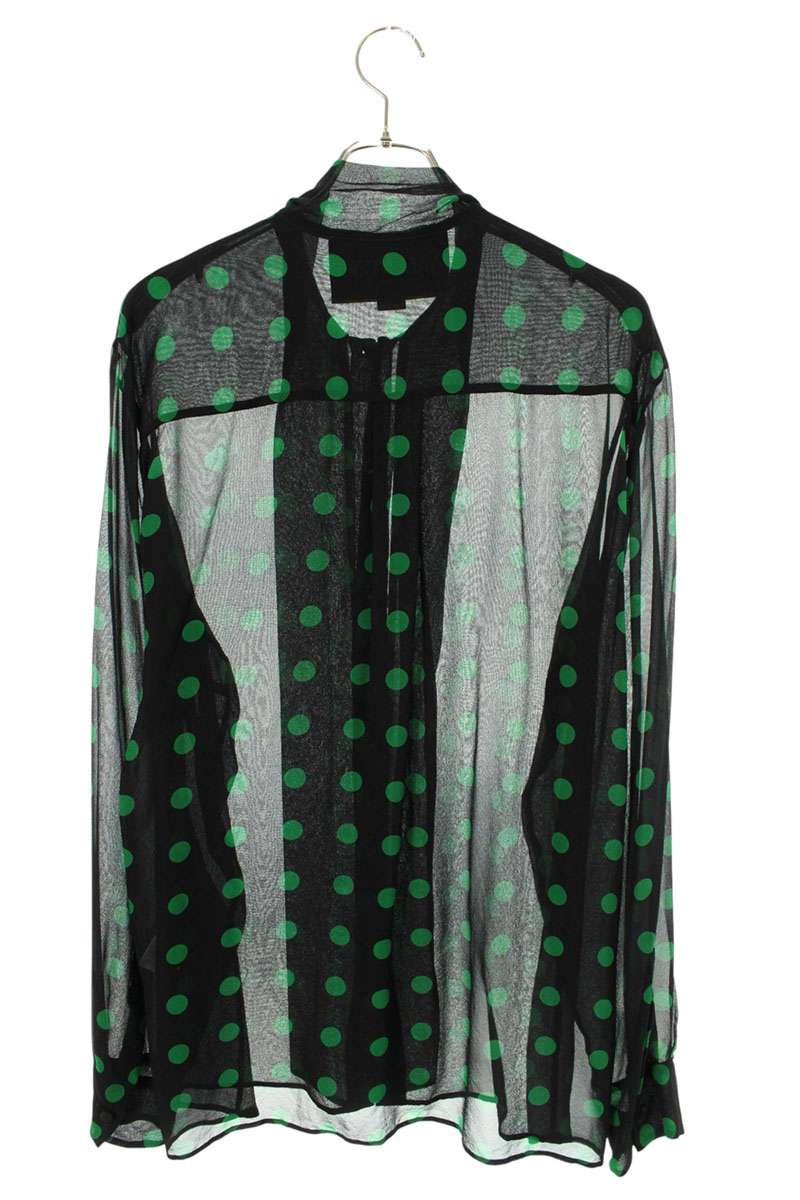 VALENTINO Polka Dot Silk Ribbon Long Sleeve Shirt Multi Size XS