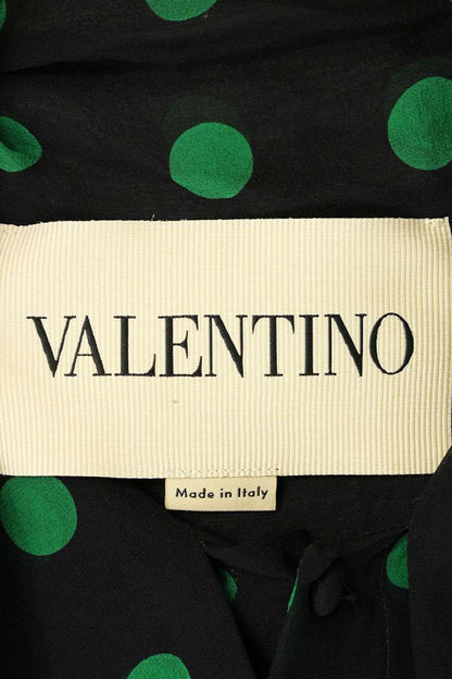 VALENTINO Polka Dot Silk Ribbon Long Sleeve Shirt Multi Size XS