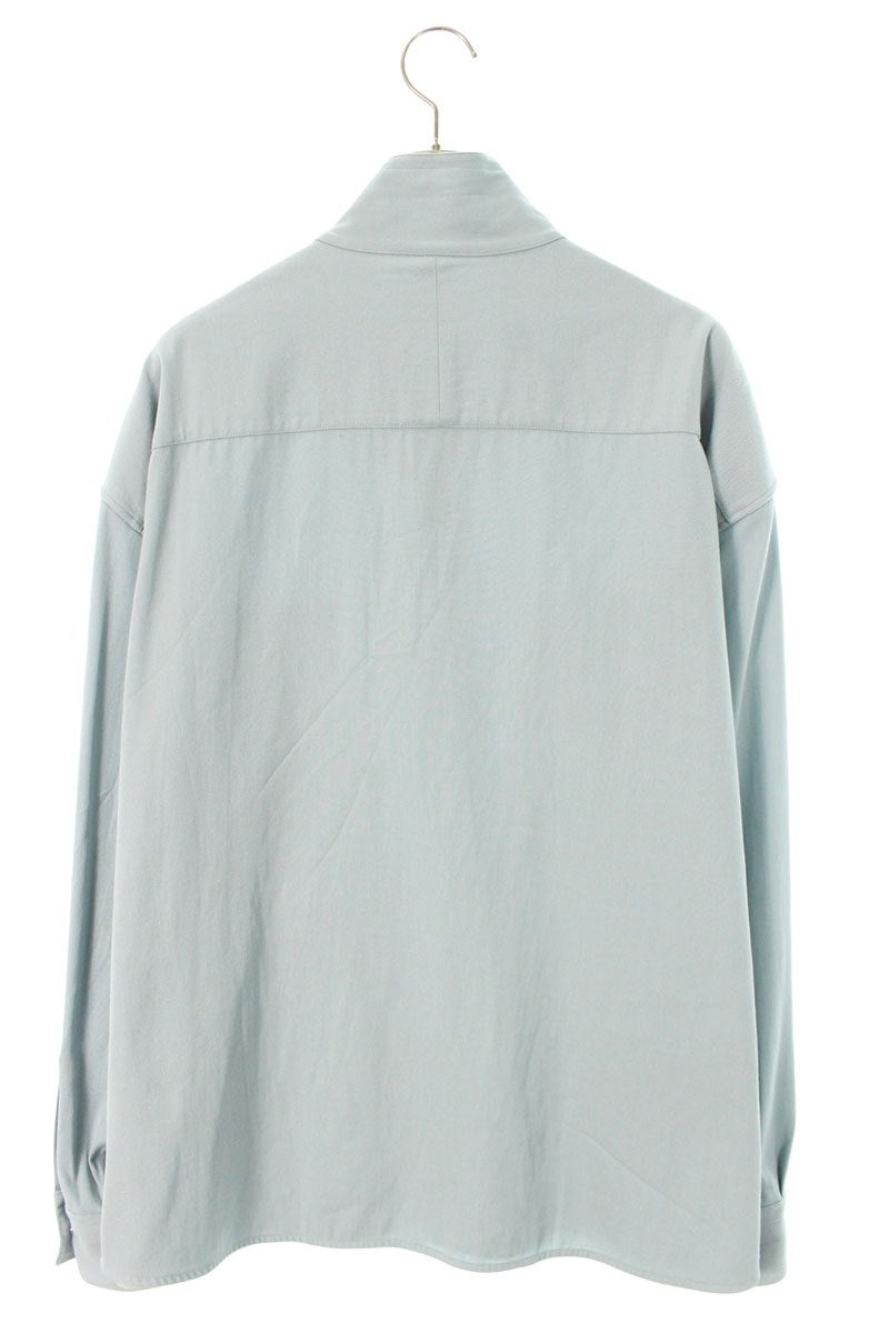 HERMES Zip Detail Wool Blend Long Sleeve Shirt Light Blue Size S