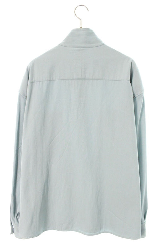 HERMES Zip Detail Wool Blend Long Sleeve Shirt Light Blue Size S