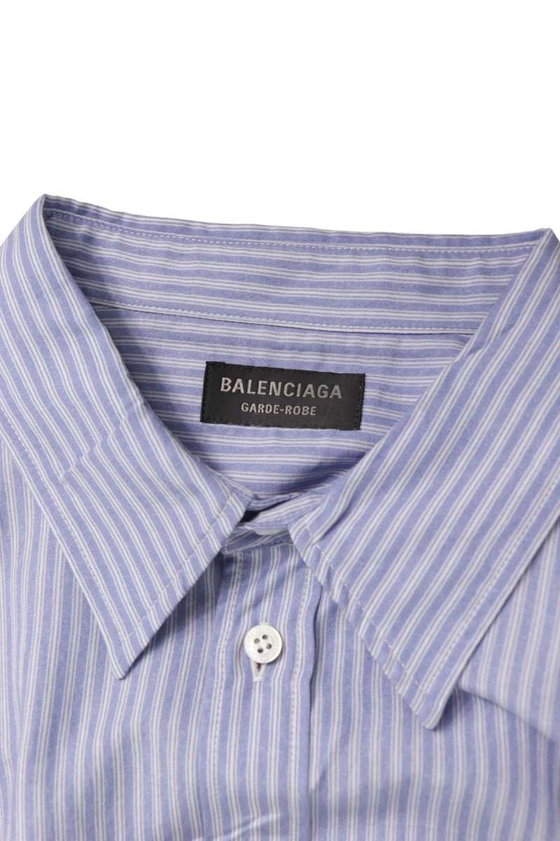 BALENCIAGA Light Blue Stripe Fluid Lyocell Long Sleeve Shirt Size XXS