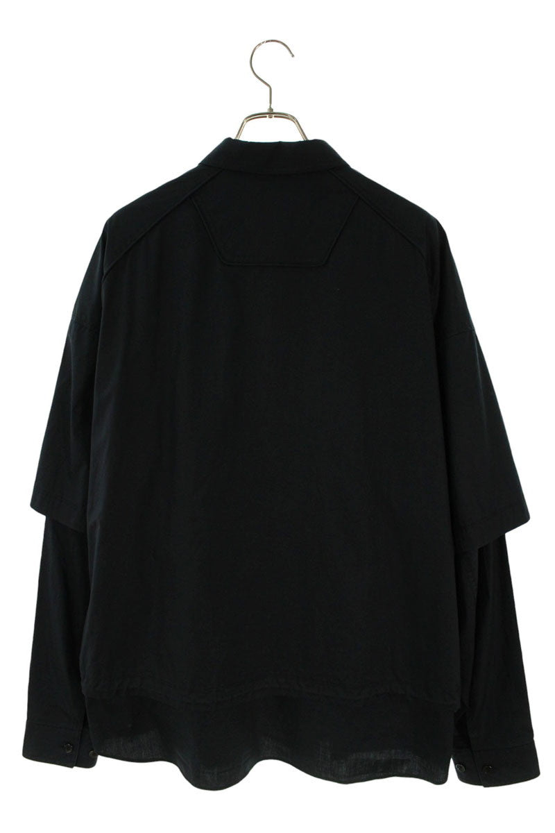 JUNG Side Zip Cotton Long Sleeve Shirt Black Size M