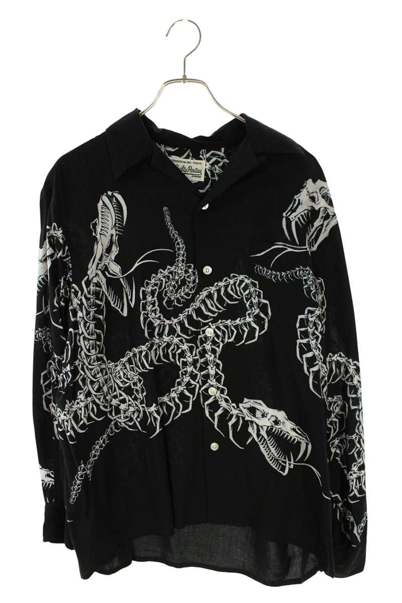 WACKO MARIA Hawaiian Lyocell Long Sleeve Shirt Black Size M