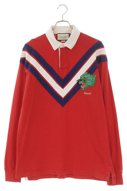 GUCCI Panther Embroidered Rugby Polo Long Sleeve Shirt Multi Size M