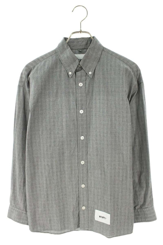 WTAPS 23AW Glen Check Button Down Long Sleeve Shirt Gray Size S