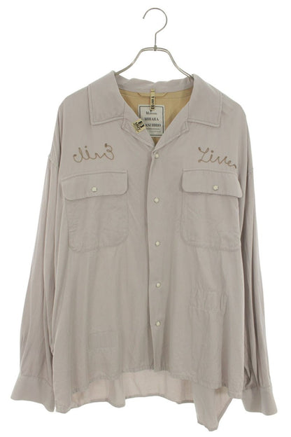 MIHARAYASUHIRO Rayon Embroidered Long Sleeve Shirt Beige Size S