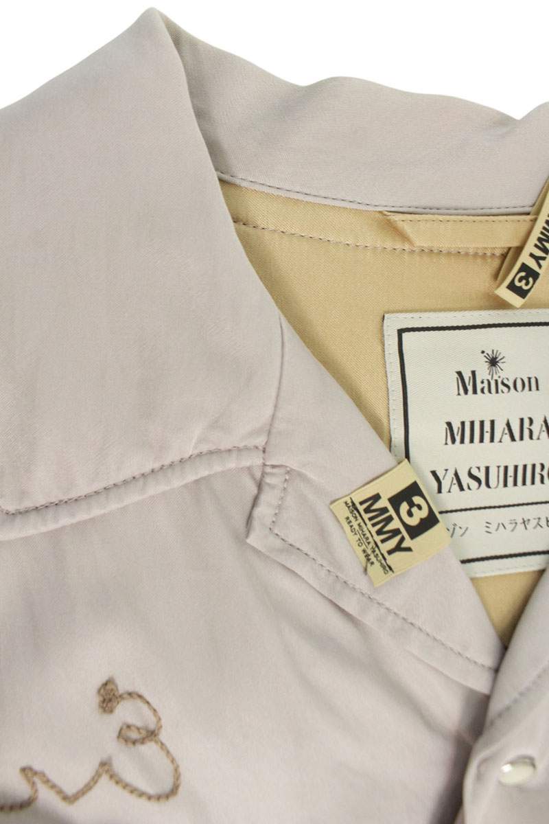 MIHARAYASUHIRO Rayon Embroidered Long Sleeve Shirt Beige Size S