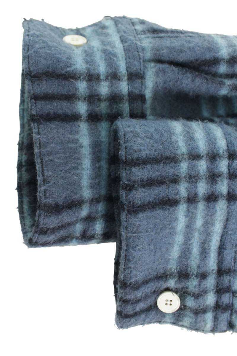 MARNI 23AW Wool Blend Plaid Long Sleeve Shirt Blue Size M