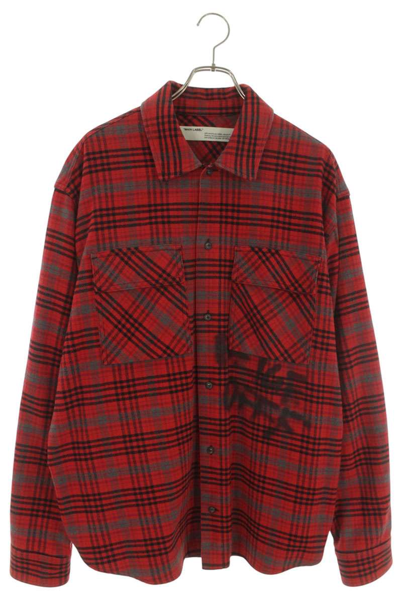 OFF-WHITE Plaid Long Sleeve Shirt Cotton Blend Red Size M