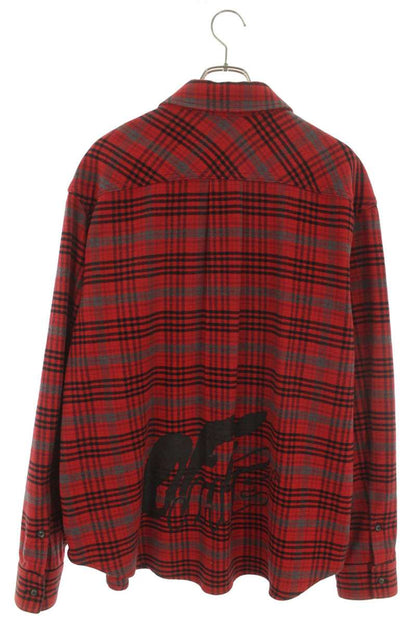 OFF-WHITE Plaid Long Sleeve Shirt Cotton Blend Red Size M