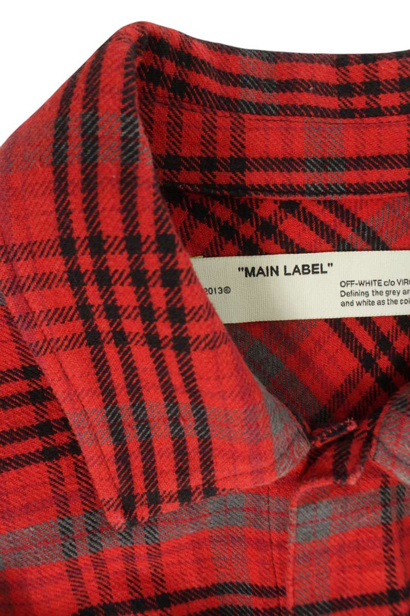 OFF-WHITE Plaid Long Sleeve Shirt Cotton Blend Red Size M