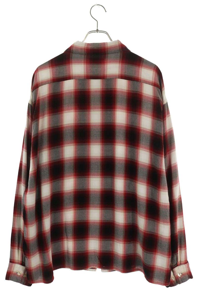 SAINT MICHAEL 26SS Red Ombre Check Rayon Open Collar Size L