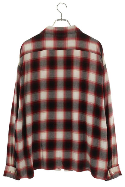 SAINT MICHAEL 26SS Red Ombre Check Rayon Open Collar Size L