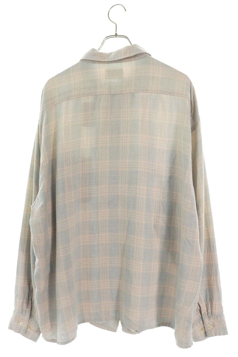 SAINT MICHAEL 26SS Light Blue Ombre Check Rayon Long Sleeve Size XL