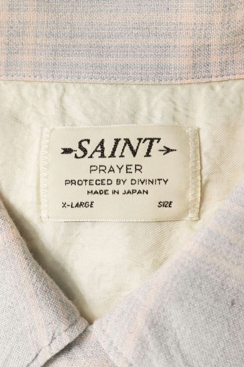 SAINT MICHAEL 26SS Light Blue Ombre Check Rayon Long Sleeve Size XL