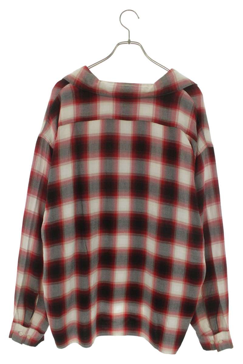 SAINT MICHAEL 26SS Ombre Check Rayon Shirt Red Size L