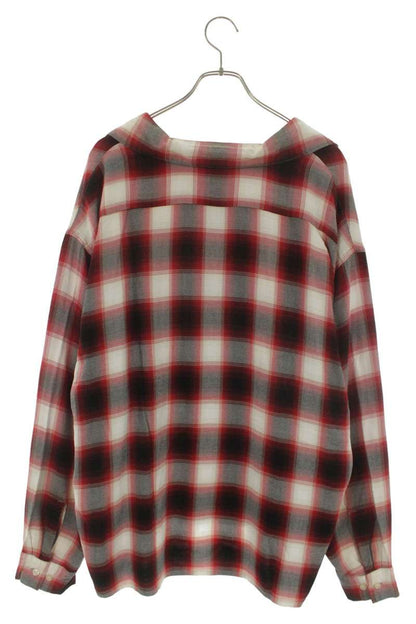 SAINT MICHAEL 26SS Ombre Check Rayon Shirt Red Size L