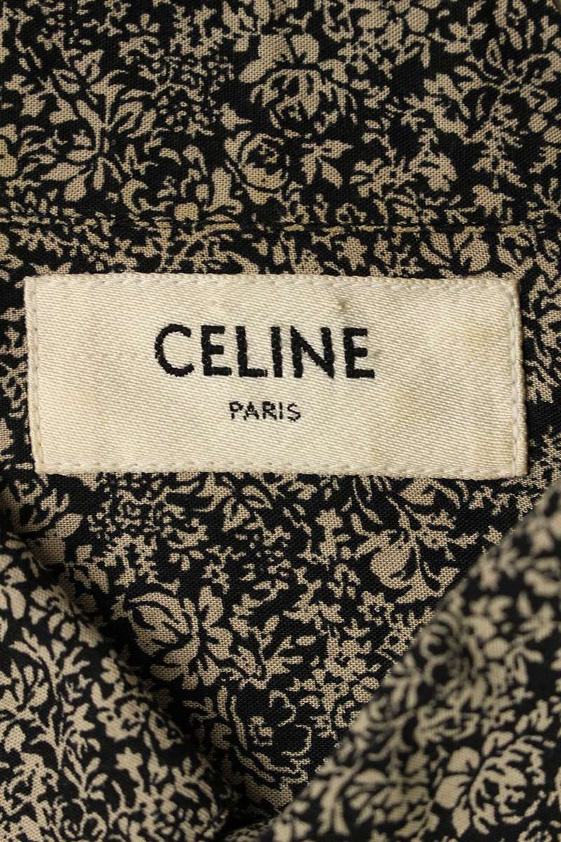 CELINE Viscose Flower Print Long Sleeve Shirt Multi Size XXS